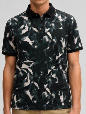 STRELLSON Slim Fit Abstract Print Polo Black White Size XL Switzerland